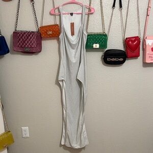 Chic Asymmetrical Silver Dress
